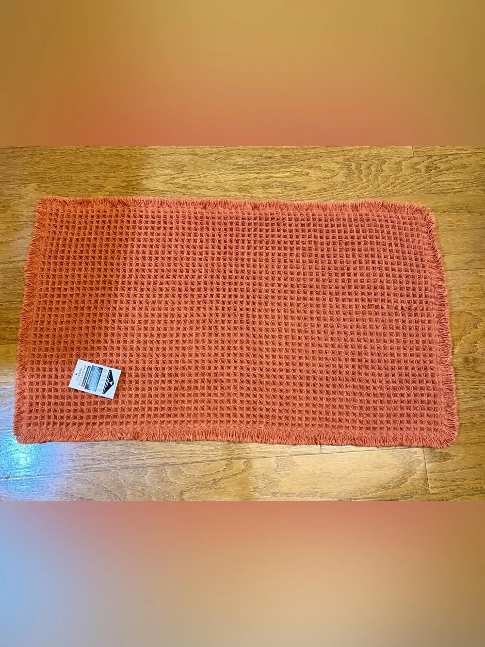 MIULEE Orange Waffle Bath Mat – Boho Style, Non-Slip, Washable, Super-Absorbent
